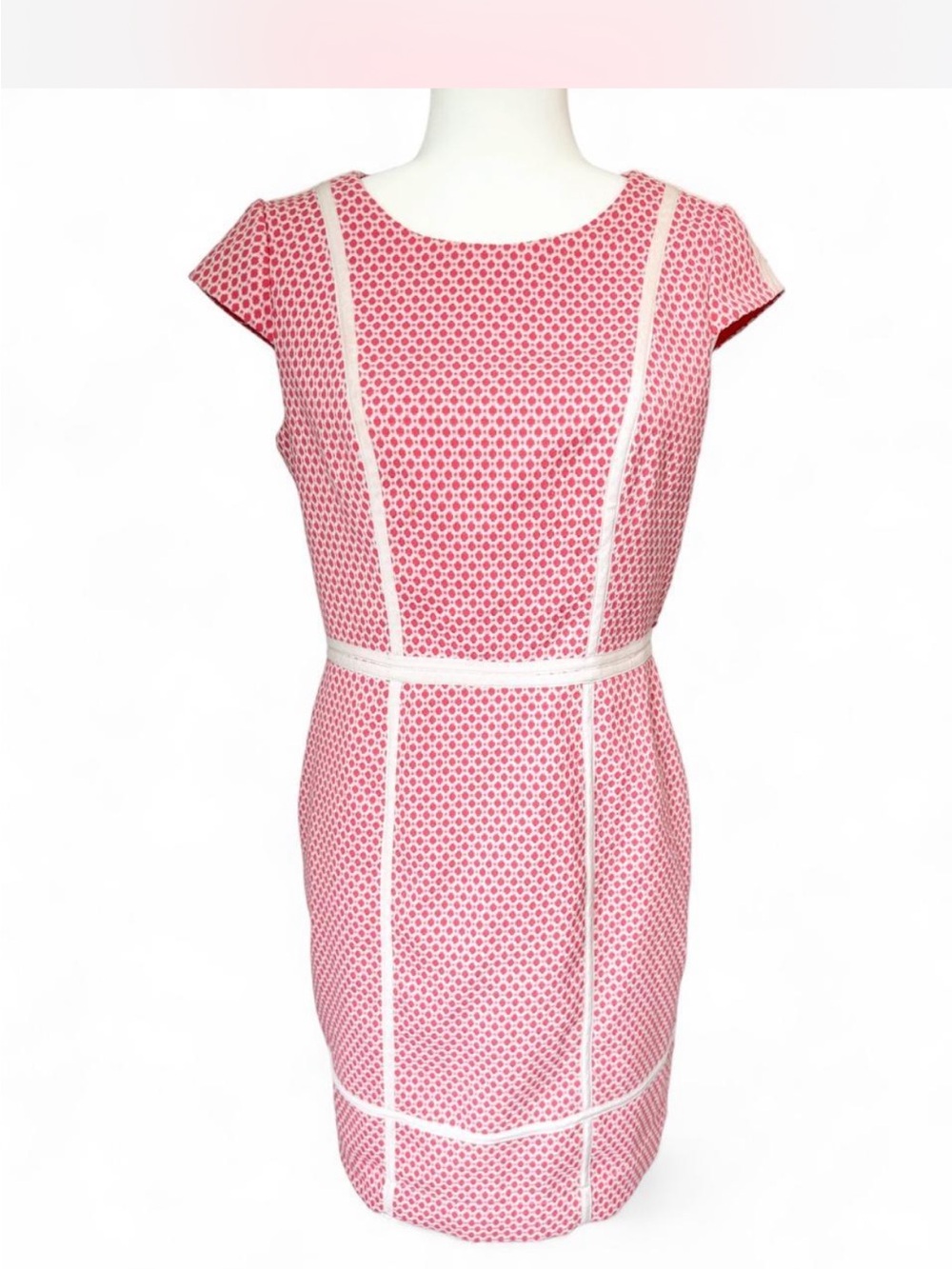 Adrianna Papell Contrast Piping Sheath Dress Sz 6 Mod Retro Vintage 60s Style